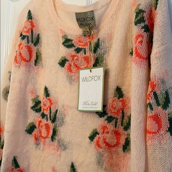Wildfox Prairie Rose Lennon Sweater in Peach - Picture 4 of 5